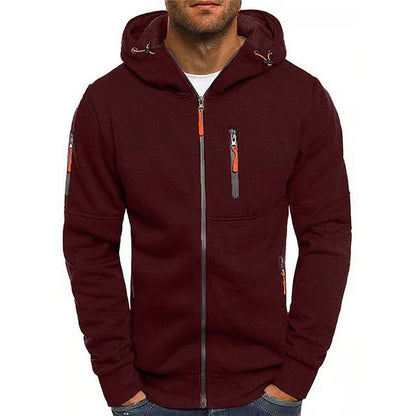 Men’s Zip-Through Hoodie – Chest Pocket with Drawcord Hood and Contrast Seams