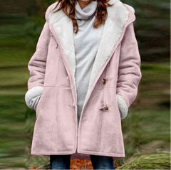 Women’s Fleece-Lined Hooded Duffle Coat – Warm Water-Repellent Winter Layer