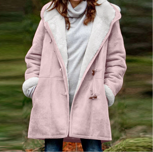 Women’s Fleece-Lined Hooded Duffle Coat – Warm Water-Repellent Winter Layer