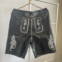 Men’s Traditional Embroidered Lederhosen – Bavarian Festival Shorts with Belt