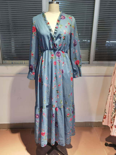 Women’s Printed Ruffle Maxi Dress – Bohemian Summer Style for Holidays and Occasions