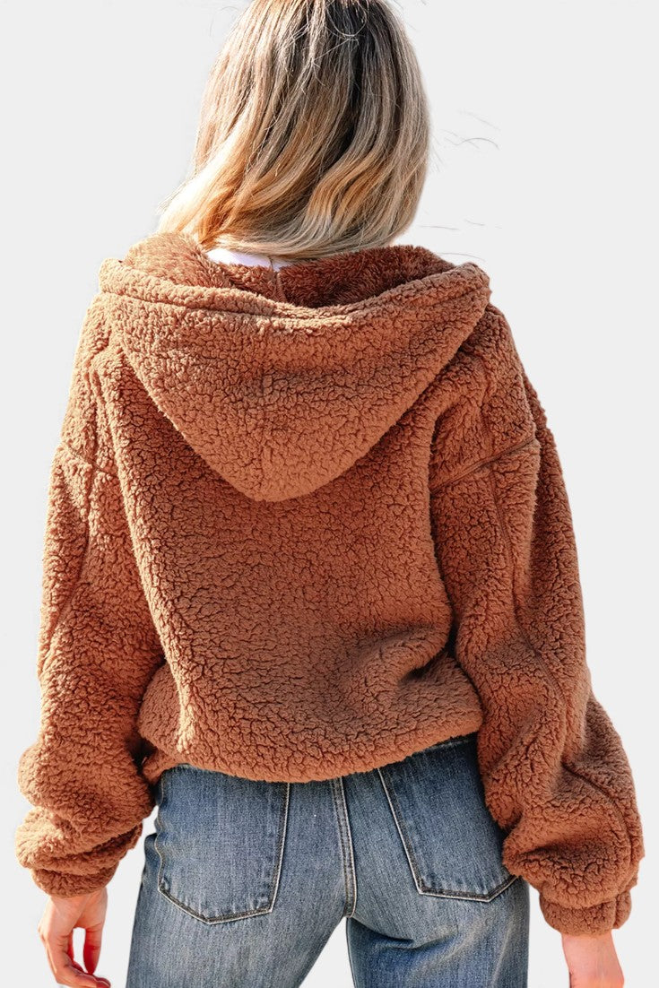 Women’s Teddy Jacket – Hooded Fleece Jacket with Full-Length Zip