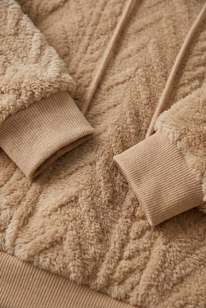 Women’s Hoodie – Cable-Knit Plush Hoodie with Drawcord