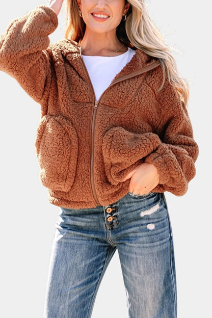 Women’s Teddy Jacket – Hooded Fleece Jacket with Full-Length Zip