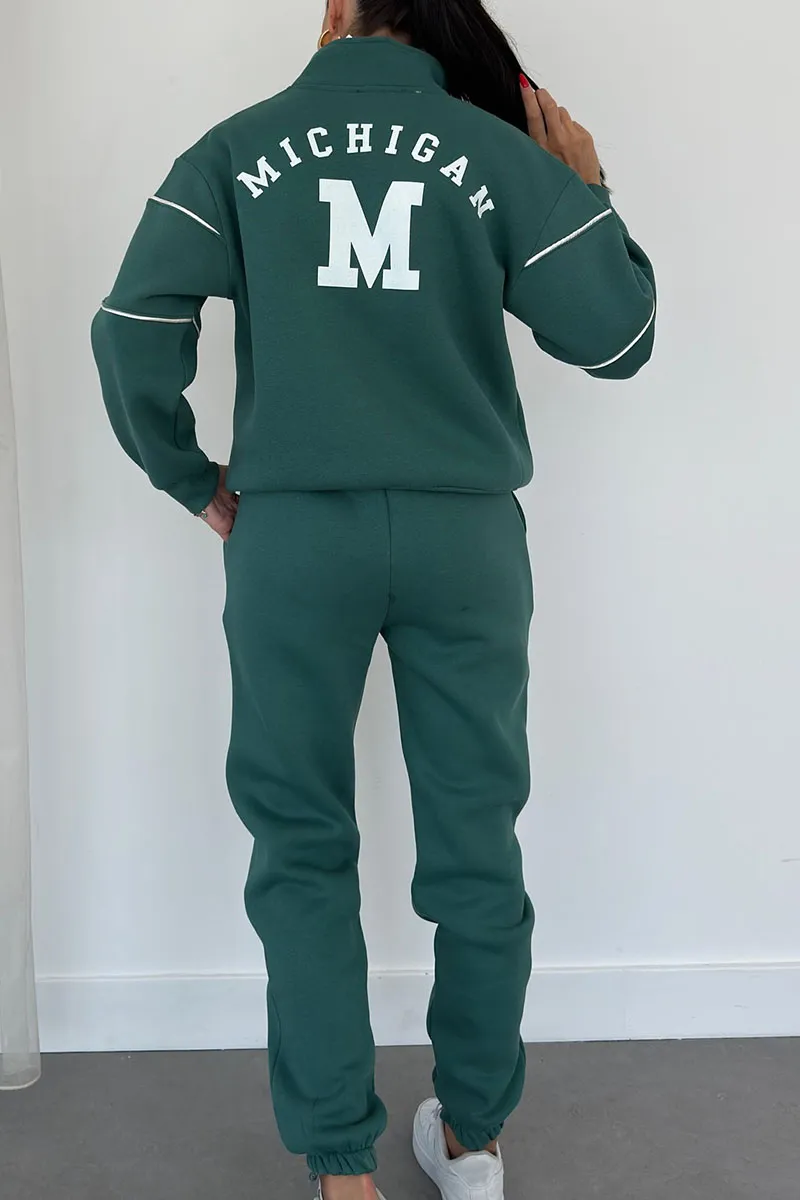 Women’s Contrast-Piped Half-Zip Tracksuit – Relaxed Sweatshirt and Joggers for Everyday Wear