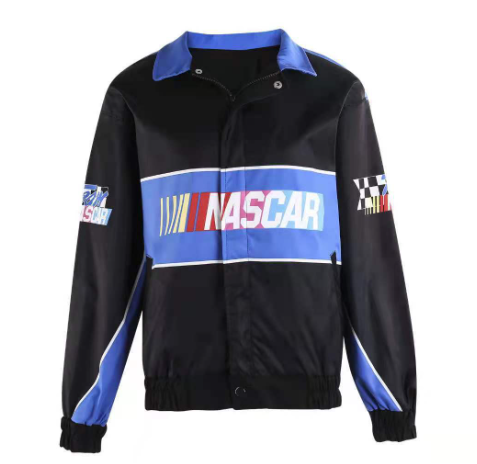 Women’s Oversized Graphic Racing Bomber Jacket – Retro Streetwear Layer