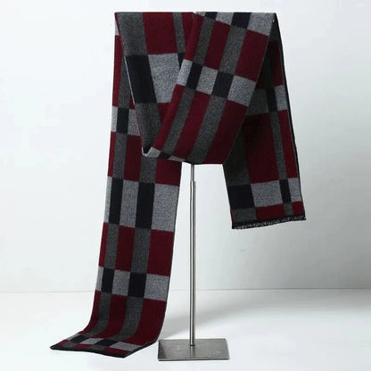 Men’s Plaid Knitted Scarf – Soft Winter Neck Wrap with Check Pattern for Cold-Weather Wear
