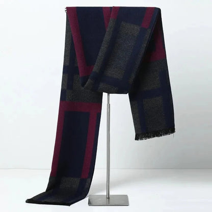 Men’s Plaid Knitted Scarf – Soft Winter Neck Wrap with Check Pattern for Cold-Weather Wear
