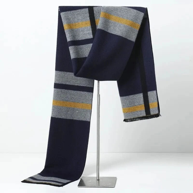 Men’s Plaid Knitted Scarf – Soft Winter Neck Wrap with Check Pattern for Cold-Weather Wear