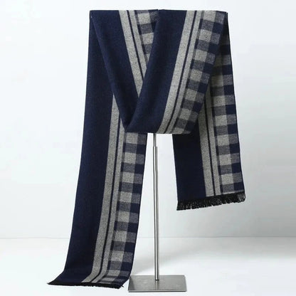 Men’s Plaid Knitted Scarf – Soft Winter Neck Wrap with Check Pattern for Cold-Weather Wear