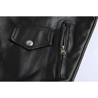 Men’s Leather Biker Jacket – Asymmetric Zip Motorcycle Jacket with Belted Waist and Multiple Zipped Pockets for Casual Wear