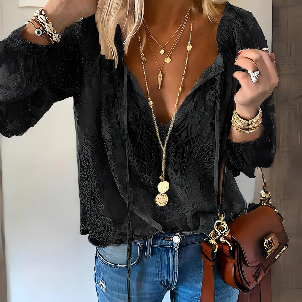 Women’s Boho Lace Blouse – Relaxed Long-Sleeve Summer Top for Holidays and Everyday Wear