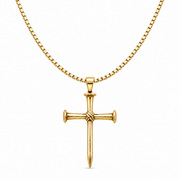 Men's gold-tone iron nail cross necklace on white