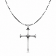 Men's silver-tone iron nail cross necklace on white