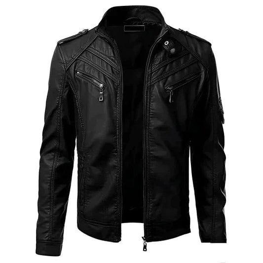 Men’s Multi-Zip Leather Racer Jacket – Structured Moto Layer for Everyday Wear