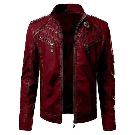Men’s Multi-Zip Leather Racer Jacket – Structured Moto Layer for Everyday Wear