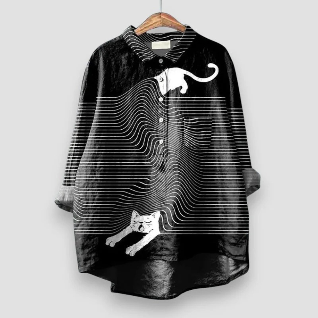 Women’s Printed Shirt Blouse – Relaxed Long-Sleeve Top for Casual Everyday Wear