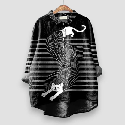 Women’s Printed Shirt Blouse – Relaxed Long-Sleeve Top for Casual Everyday Wear