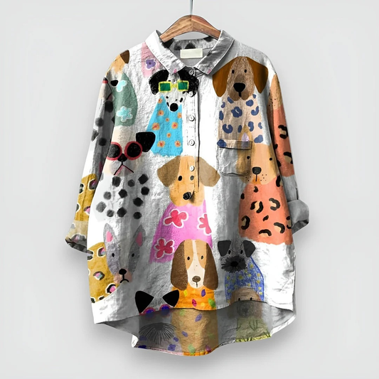 Women’s Printed Shirt Blouse – Relaxed Long-Sleeve Top for Casual Everyday Wear
