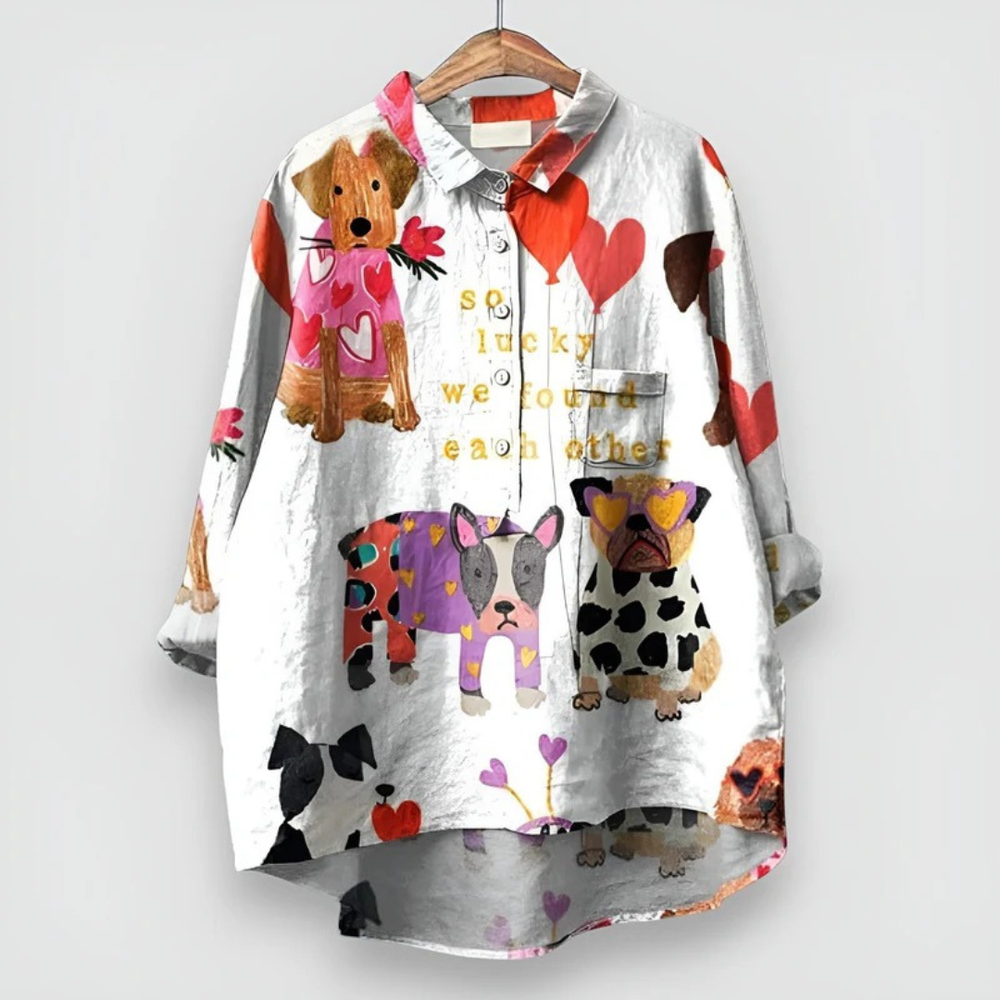 Women’s Printed Shirt Blouse – Relaxed Long-Sleeve Top for Casual Everyday Wear