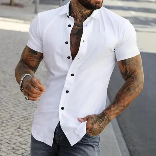 Men’s Slim-Fit Short Sleeve Shirt – Smart Summer Shirt for Casual Wear