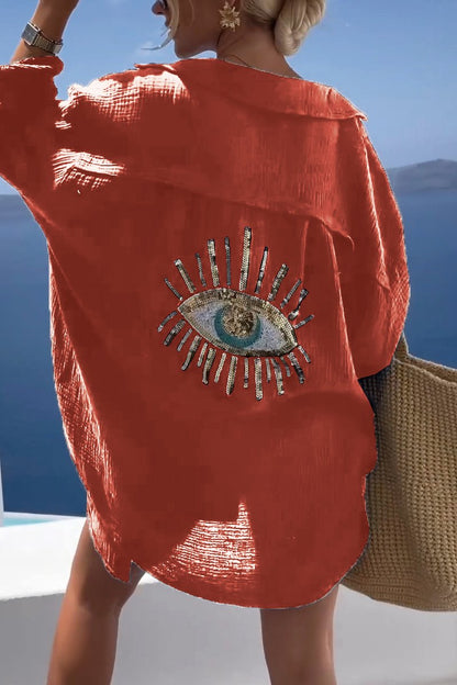 Women’s Oversized Cotton Shirt – Relaxed Button-Up Beach Cover-Up for Summer