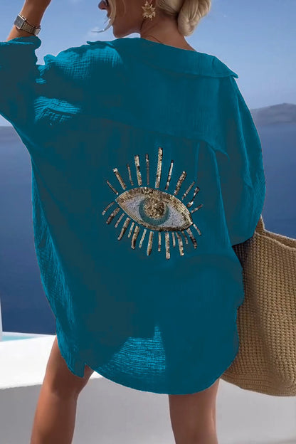 Women’s Oversized Cotton Shirt – Relaxed Button-Up Beach Cover-Up for Summer