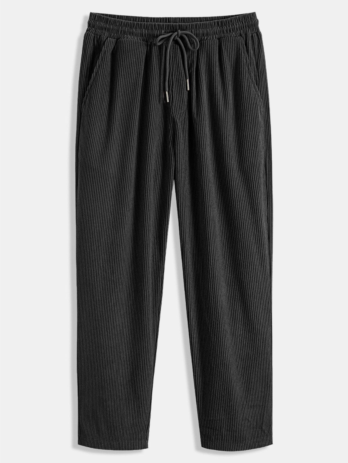 Men’s Cuban Collar Corduroy Set – Long-Sleeve Shirt and Straight Trousers for Cool-Weather Casual Style