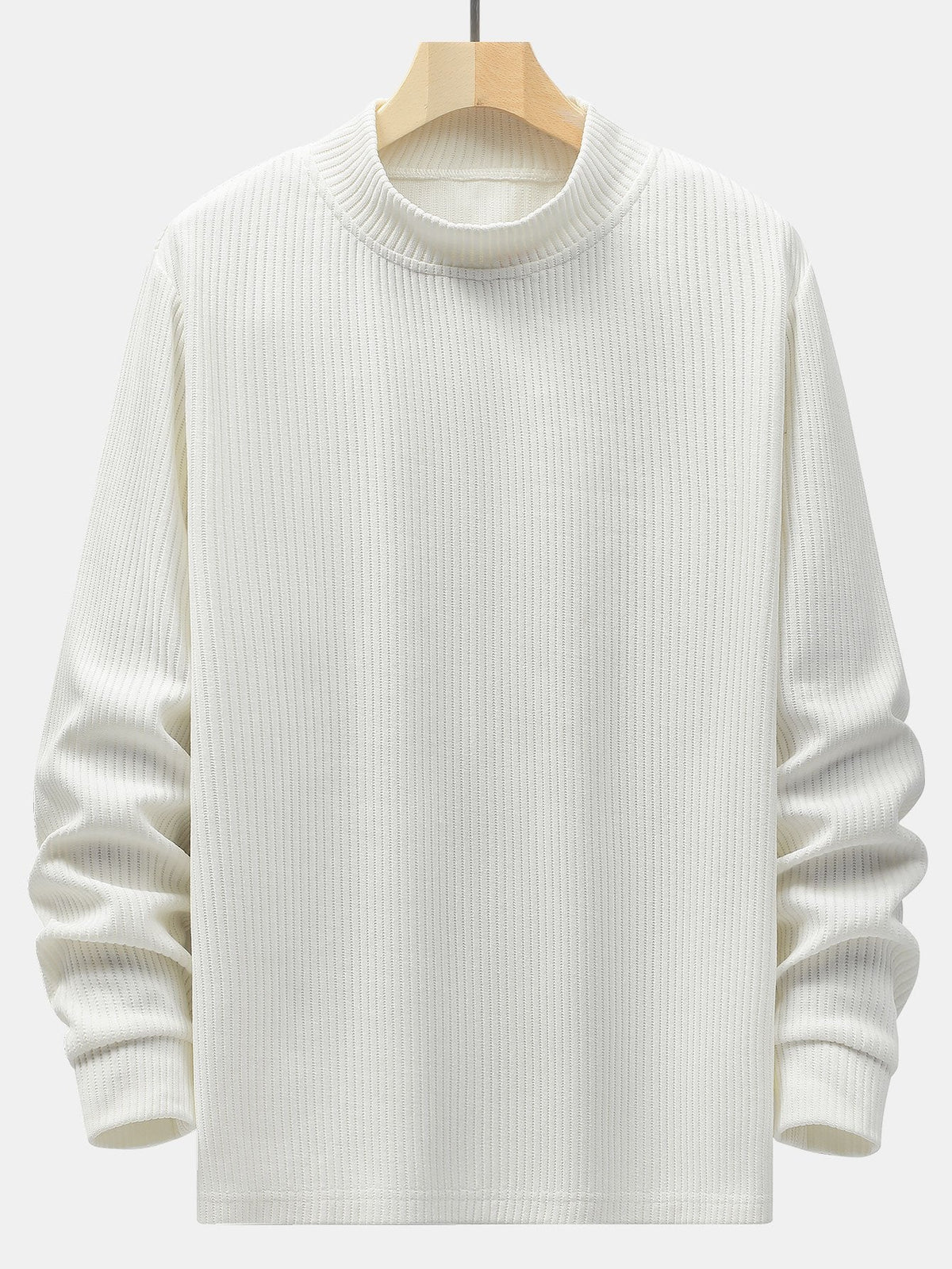 Men’s Ribbed Mock Neck Sweater – Stretch Rayon Blend Layer for Autumn and Winter