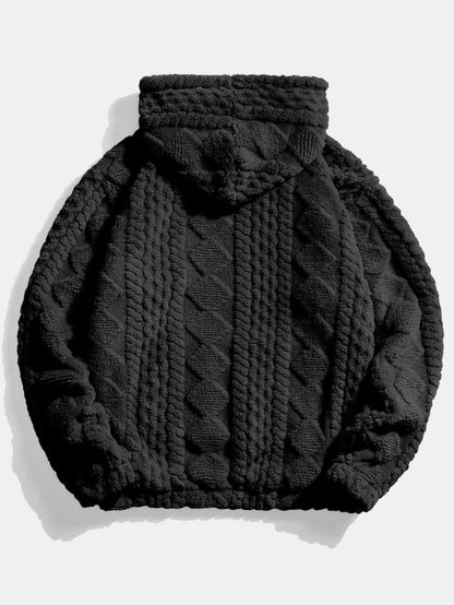 Men’s Textured Teddy Tracksuit – Relaxed Hoodie and Joggers for Winter Weekends