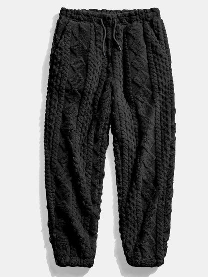 Men’s Textured Teddy Tracksuit – Relaxed Hoodie and Joggers for Winter Weekends