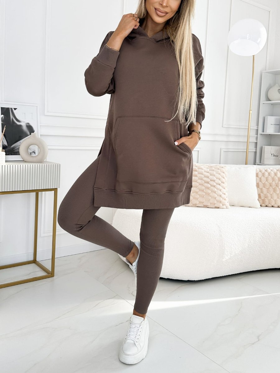 Women’s Longline Hoodie and Leggings Set – Relaxed Two-Piece Outfit for Everyday Comfort