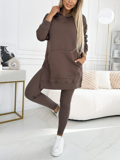 Women’s Longline Hoodie and Leggings Set – Relaxed Two-Piece Outfit for Everyday Comfort
