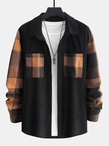 Men’s Corduroy Co-Ord with Overshirt and Joggers – Relaxed Printed Casual Set