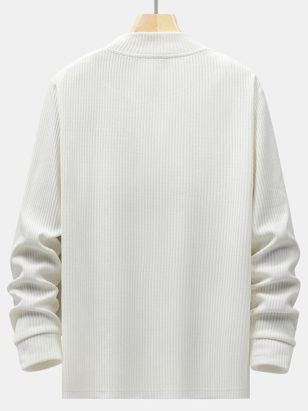Men’s Ribbed Mock Neck Sweater – Stretch Rayon Blend Layer for Autumn and Winter