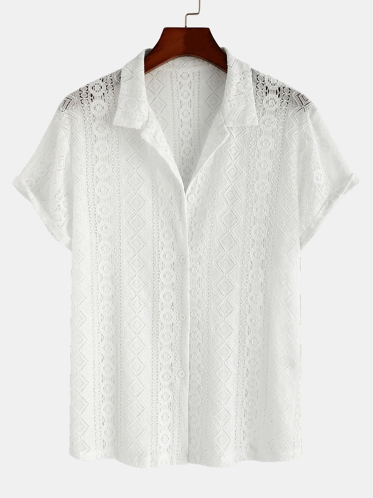 Men’s Cuban Collar Shirt Set with Linen Cotton Straight-Leg Trousers – Holiday Wear