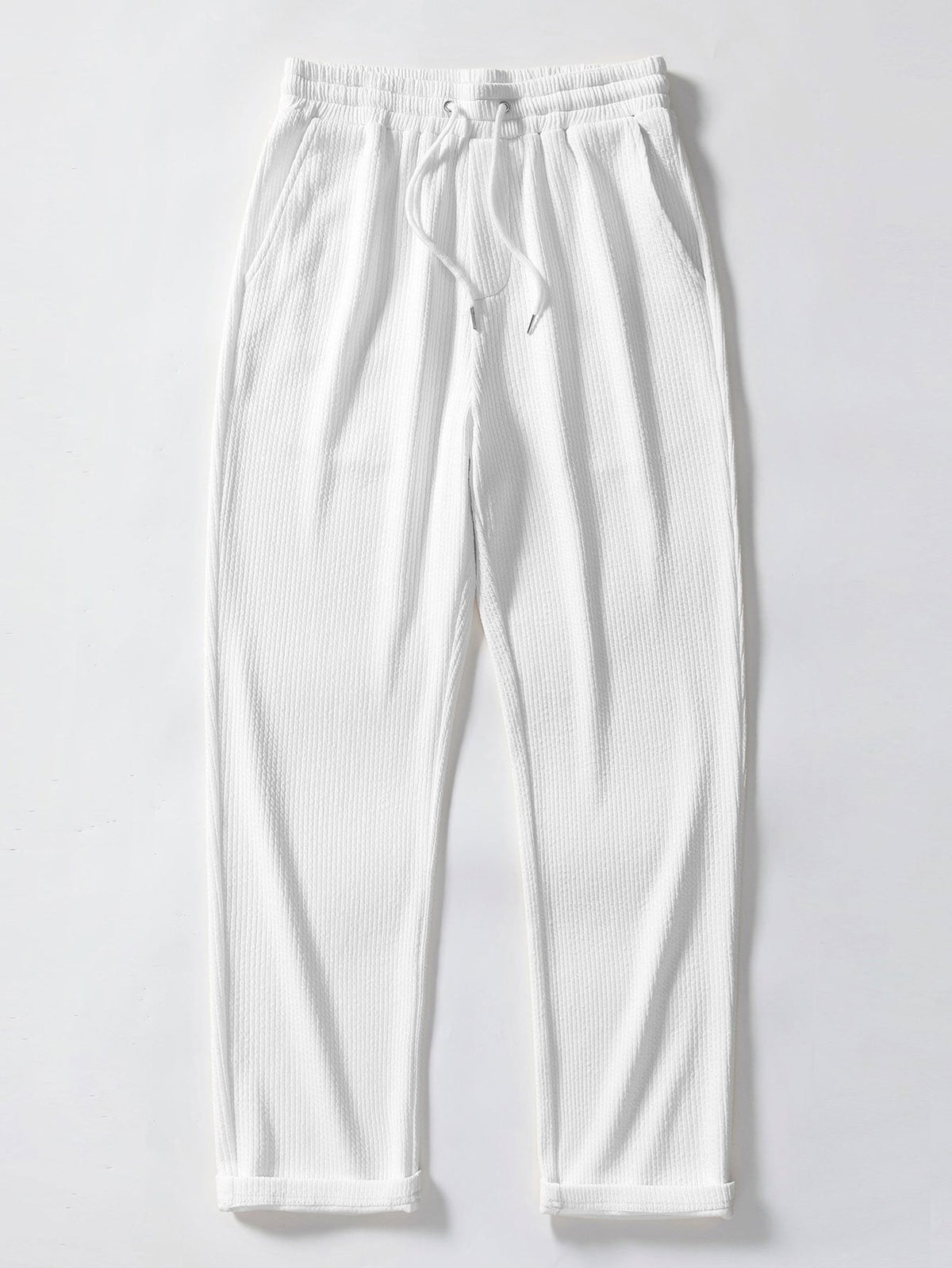 Men’s Stretch Ribbed Trousers with Adjustable Waist – Regular Fit Weekend Pants