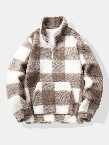 Men’s Teddy Fleece Quarter-Zip Sweatshirt – Relaxed Winter Pullover
