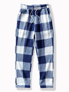 Men’s Teddy Fleece Straight-Leg Trousers – Warm Drawstring Winter Lounge Pants