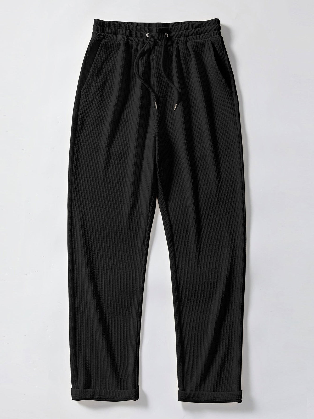 Men’s Stretch Ribbed Trousers with Adjustable Waist – Regular Fit Weekend Pants