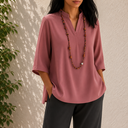 Women’s Lightweight V-Neck Blouse – Relaxed Summer Top for Everyday Wear