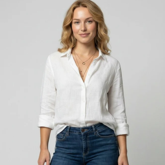 Women’s Collared Shirt Blouse – Lightweight Long-Sleeve Style for Everyday and Office Wear