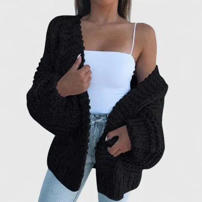 Women’s Chunky-Knit Cardigan – Open-Front Cardigan with Wide Sleeves