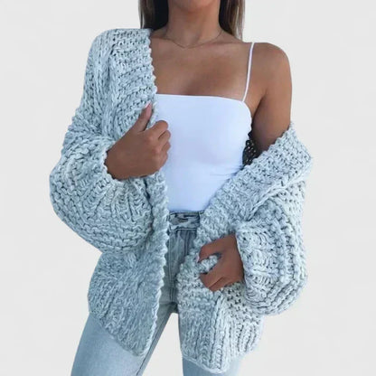 Women’s Chunky-Knit Cardigan – Open-Front Cardigan with Wide Sleeves