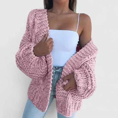 Women’s Chunky-Knit Cardigan – Open-Front Cardigan with Wide Sleeves