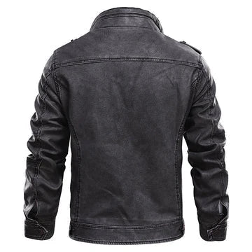 Men’s Multi-Pocket PU Leather Biker Jacket – Structured Zip-Up Outerwear for Urban Wear