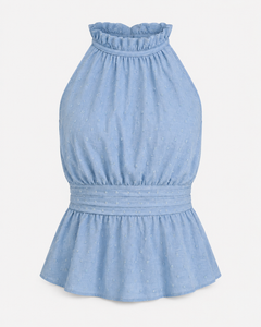 Women’s Halter-Neck Peplum Top – Gathered Waist Style for Summer and Occasion Wear