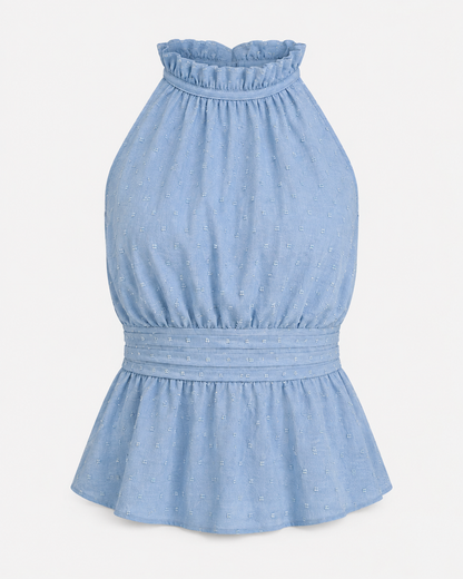 Women’s Halter-Neck Peplum Top – Gathered Waist Style for Summer and Occasion Wear