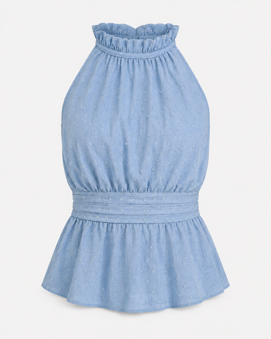 Women’s Halter-Neck Peplum Top – Gathered Waist Style for Summer and Occasion Wear