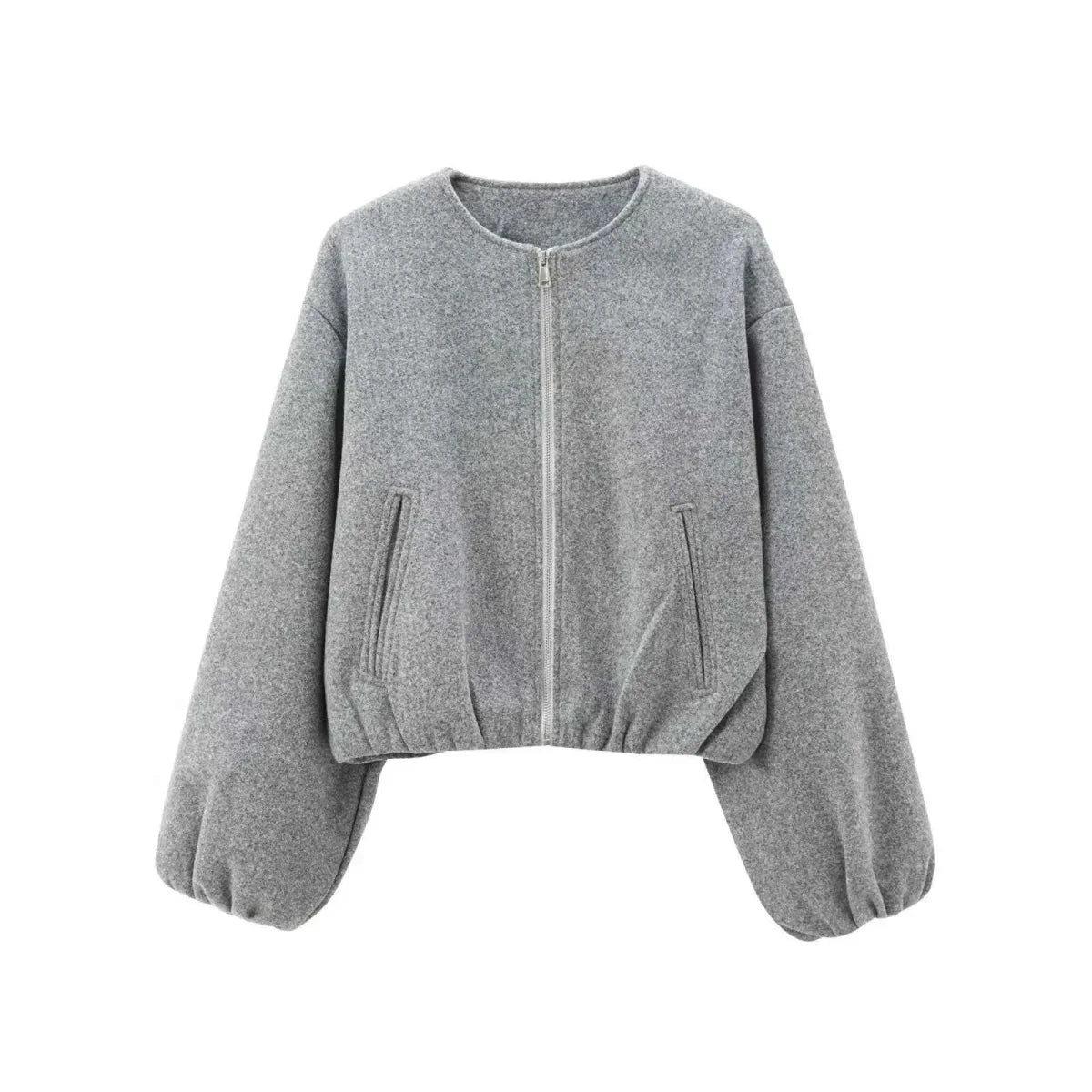 Women’s Cropped Bomber Jacket – Relaxed Zip-Up Layer for Transitional Weather
